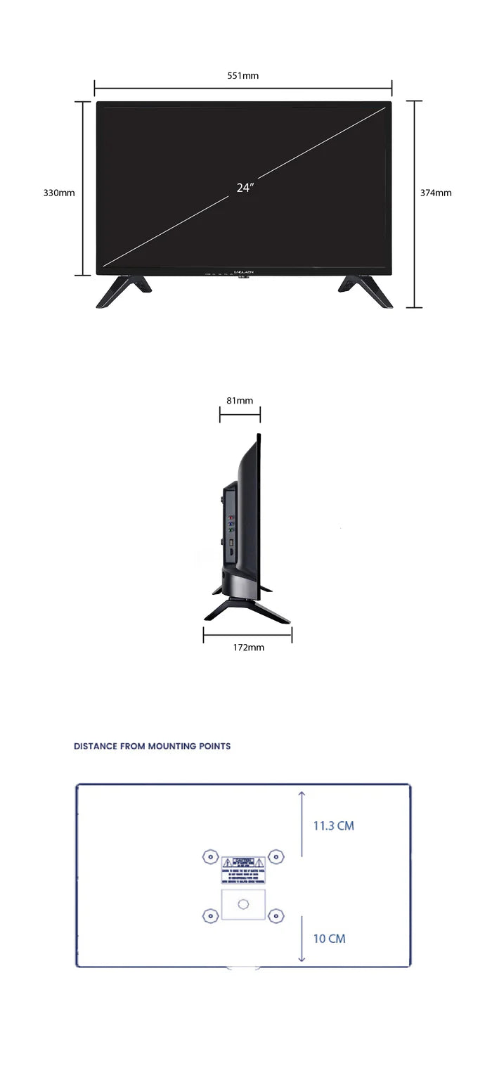 24" HD LED 12V TV for Caravans