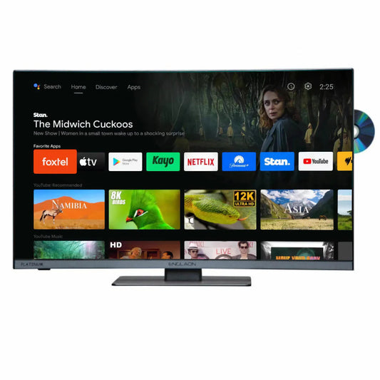 22’’ FRAMELESS 12V FULL HD SMART TV WITH DVD + CHROMECAST + BLUETOOTH + ANDROID 11