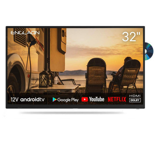 ENGLAON 32" 12V FULL HD SMART TV WITH DVD + CHROMECAST + ANDROID 11
