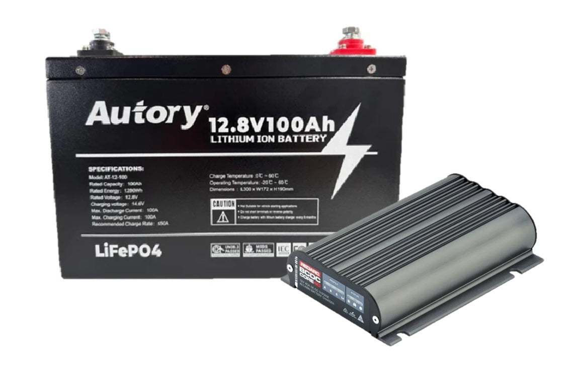 AUTORY 100AH LIFEPO4 BATTERY + REDARC CORE 40A DC-DC