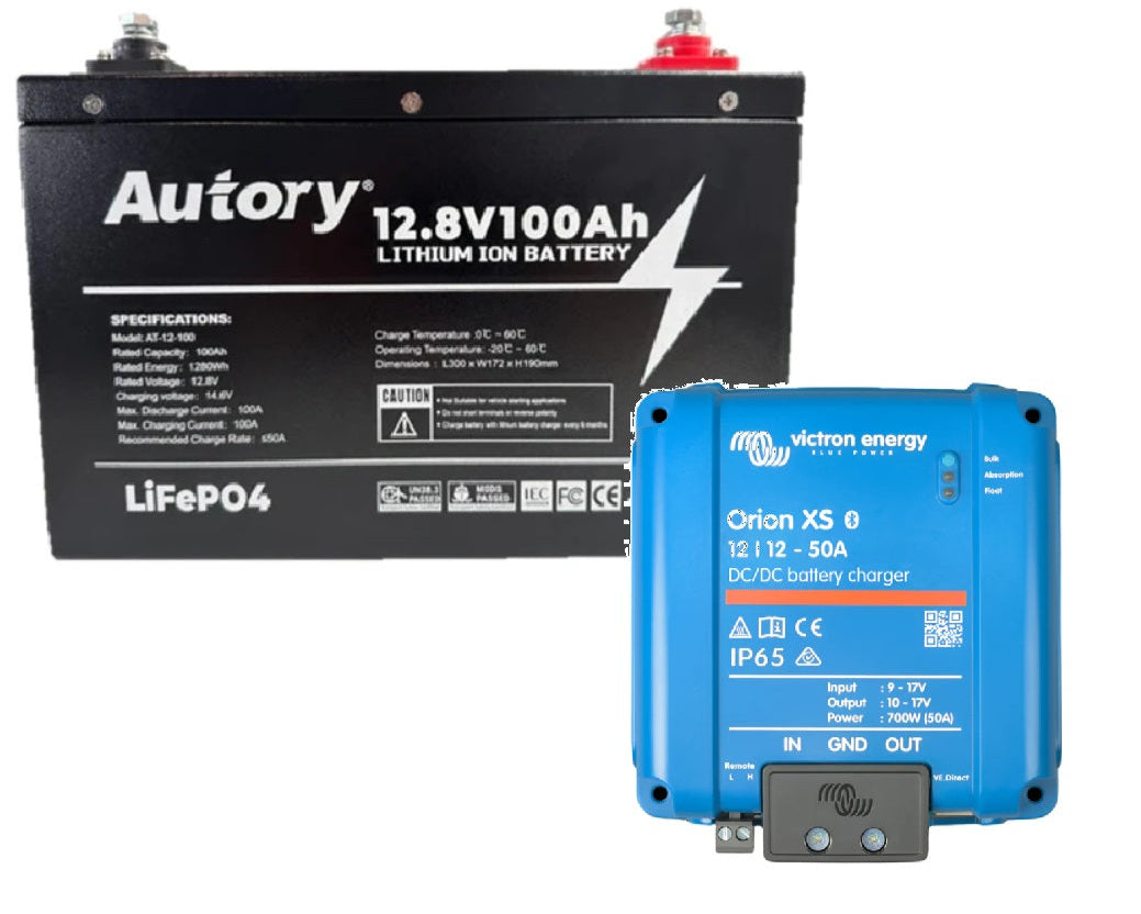 AUTORY 100AH LIFEPO4 BATTERY + VICTRON ORION 50A DC-DC