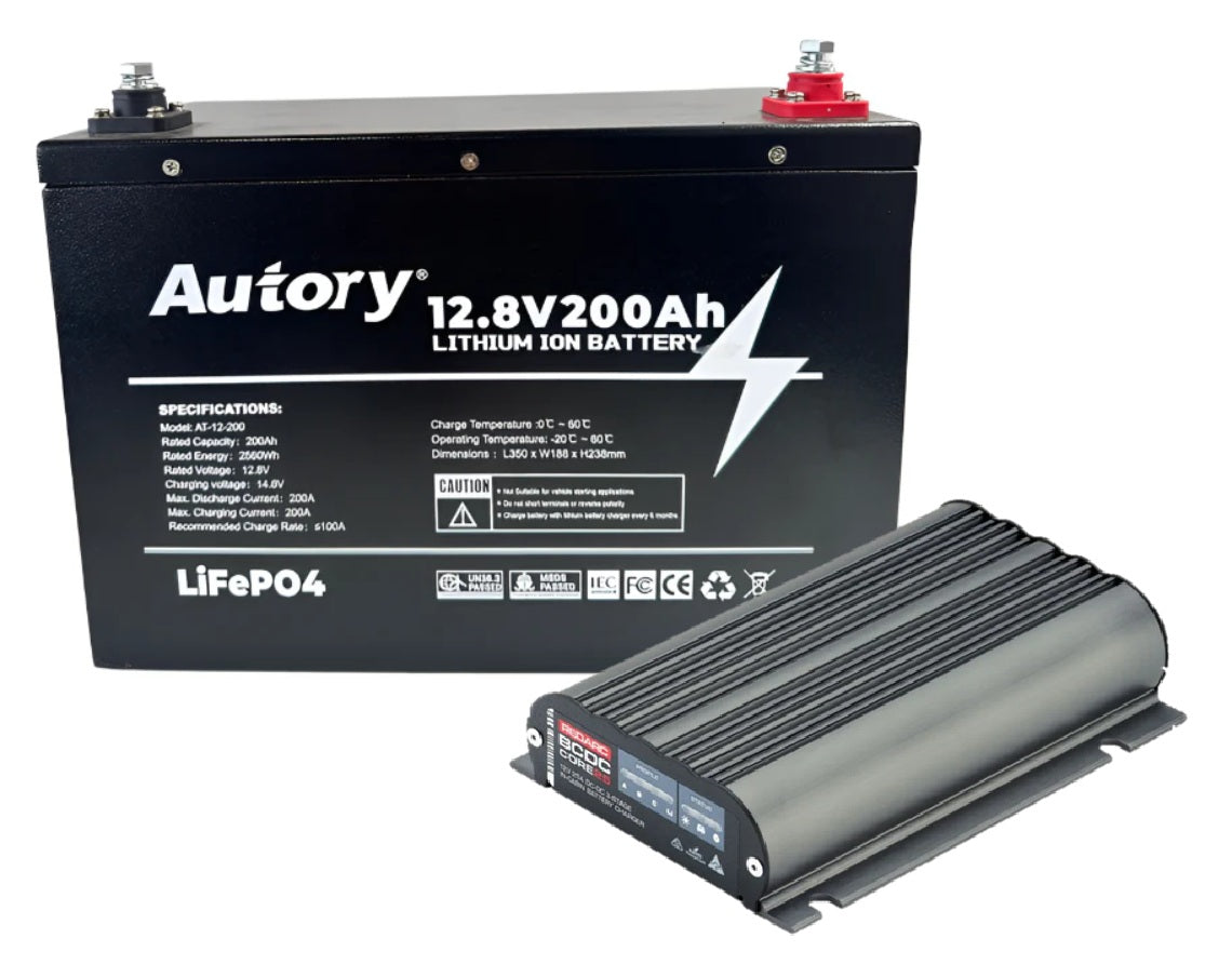 AUTORY 200AH LIFEPO4 BATTERY (ALL-METAL CASING) + BCDCN1225 CHARGER