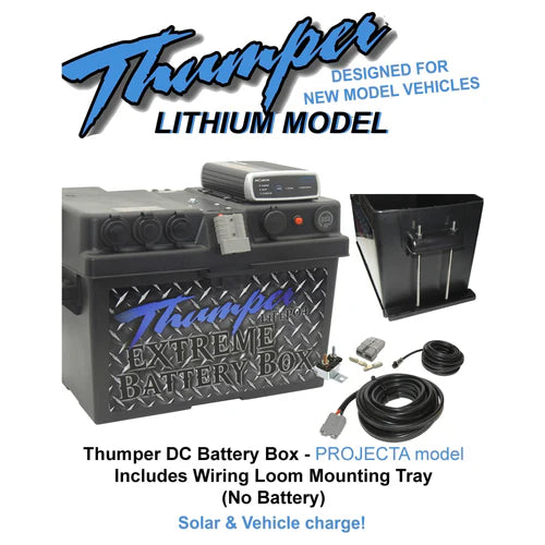 THUMPER PROJECTA DC-DC LITHIUM BATTERY BOX + 8MM CIRCUIT BREAKER LOOM KIT + TRAY