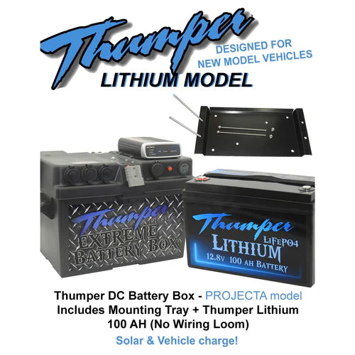THUMPER PROJECTA DC-DC LITHIUM BATTERY BOX + THUMPER LITHIUM 100AH + TRAY