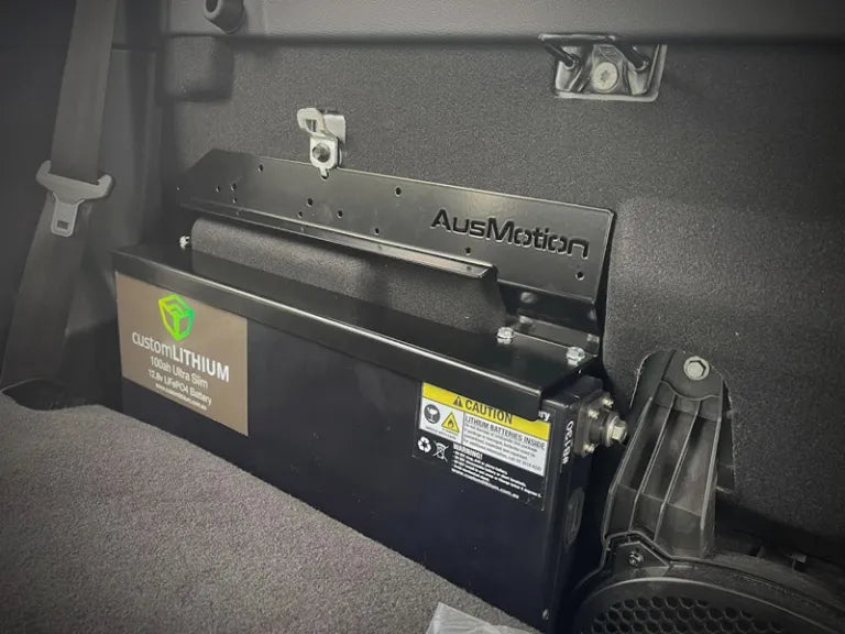 FORD RANGER (RA) PREMIUM AUDIO & RAPTOR BEHIND SEAT BATTERY MOUNT CUSTOM LITHIUM 100AH