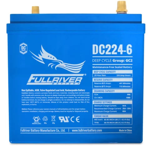 FULLRIVER DC SERIES 6V 224AH AGM BATTERY