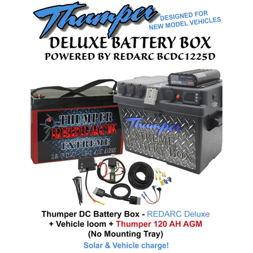 THUMPER REDARC DC-DC DELUXE BATTERY BOX + THUMPER 120AH AGM + TUR-L KIT