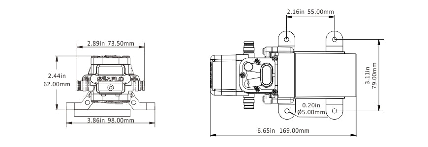 12V SEAFLO 21 SERIES FRESH WATER PUMP (3.8LPM)
