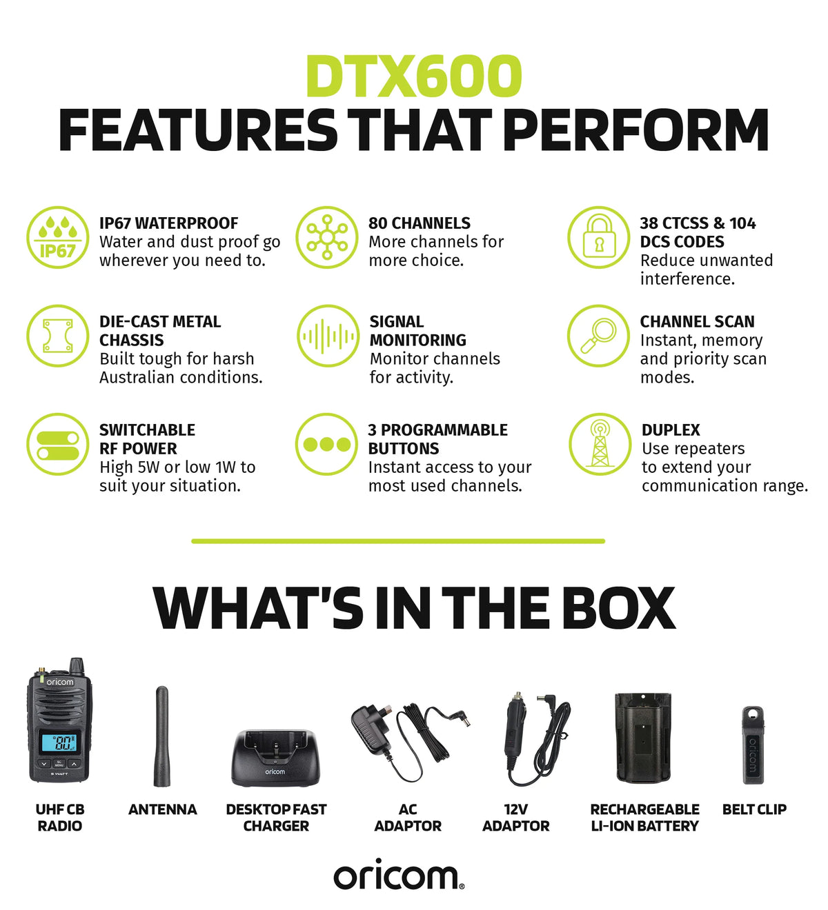 DTX600 5W IP67 Handheld UHF CB Radio