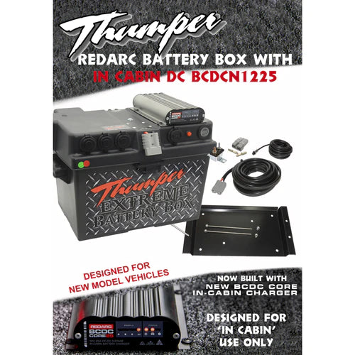 THUMPER REDARC DC-DC CORE BATTERY BOX + 8MM CIRCUIT BREAKER LOOM KIT + TRAY