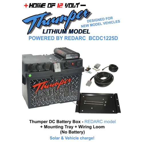 THUMPER REDARC DC-DC CLASSIC BATTERY BOX + 8MM CIRCUIT BREAKER LOOM KIT + TRAY