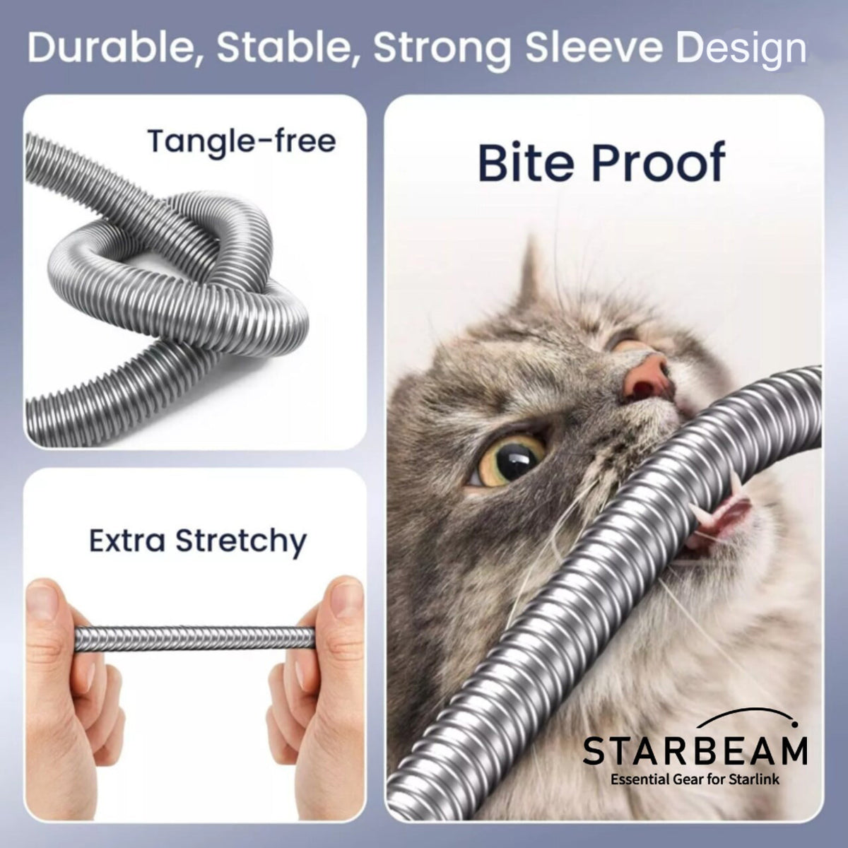 STARLINK GEN3 OUTDOOR ARMOURED STAINLESS STEEL SLEEVE ETHERNET LEAD