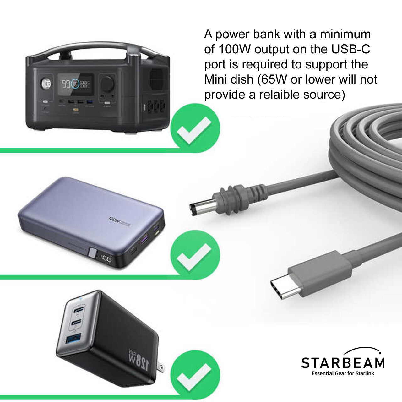 STARLINK MINI 20V DC USB-C POWER LEAD