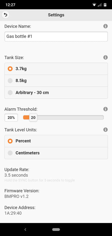 SMARTSENSE GAS BOTTLE LEVEL SENSOR