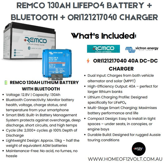12V 130AH LIFEPO4 BATTERY + BLUETOOTH + ORI121217040 CHARGER