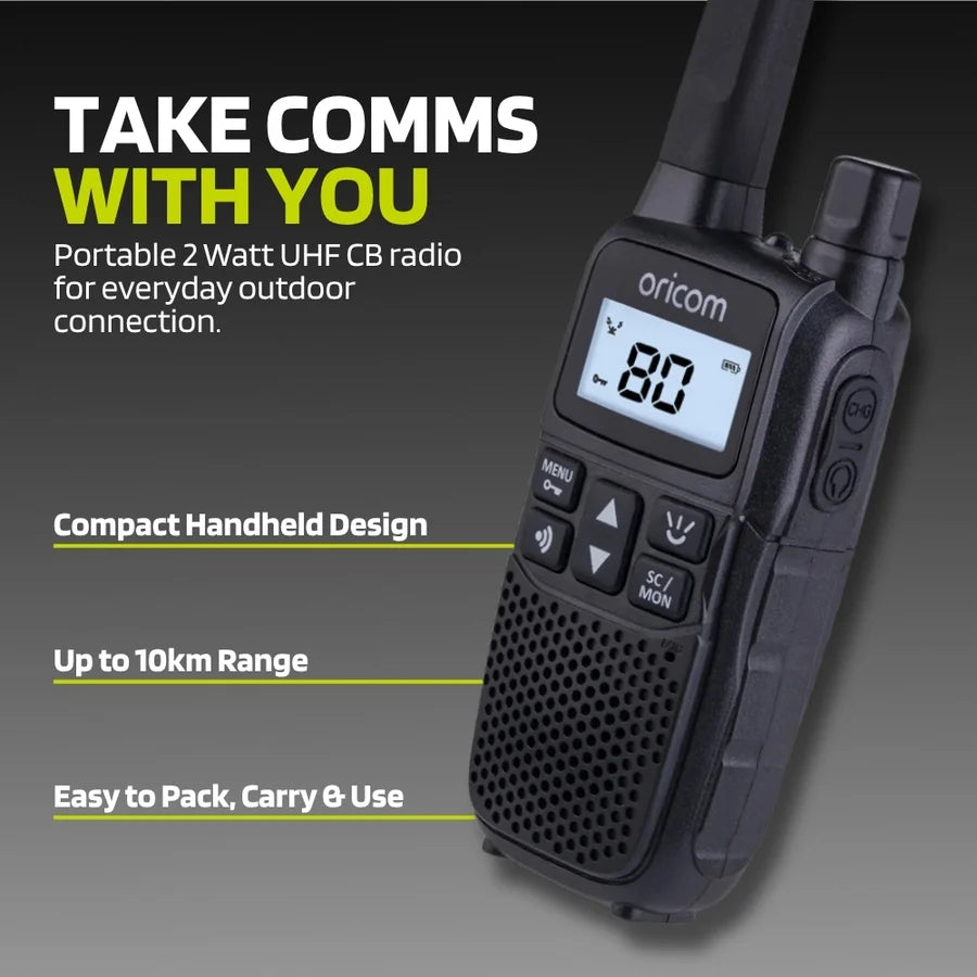 UHF2200 2W Handheld UHF CB Radio | USB Rechargeable