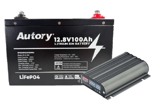 AUTORY 100AH LIFEPO4 BATTERY + REDARC CORE 25A DC-DC