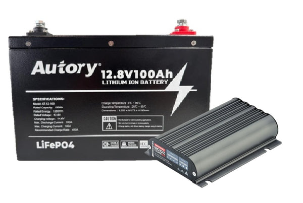 AUTORY 100AH LIFEPO4 BATTERY + REDARC CORE 25A DC-DC