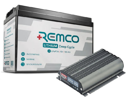 REMCO 105AH LIFEPO4 BATTERY + BLUETOOTH + BCDCN1225 CHARGER