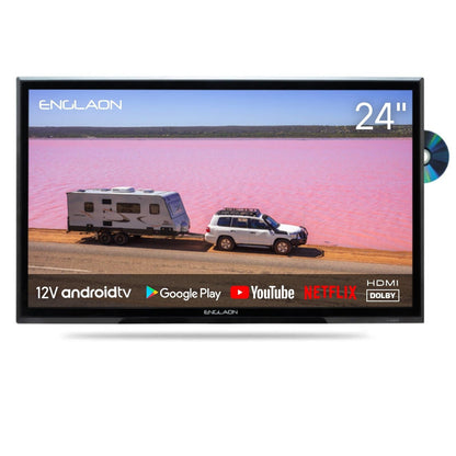 24" 12V FULL HD SMART TV WITH DVD + CHROMECAST + BLUETOOTH + ANDROID 11
