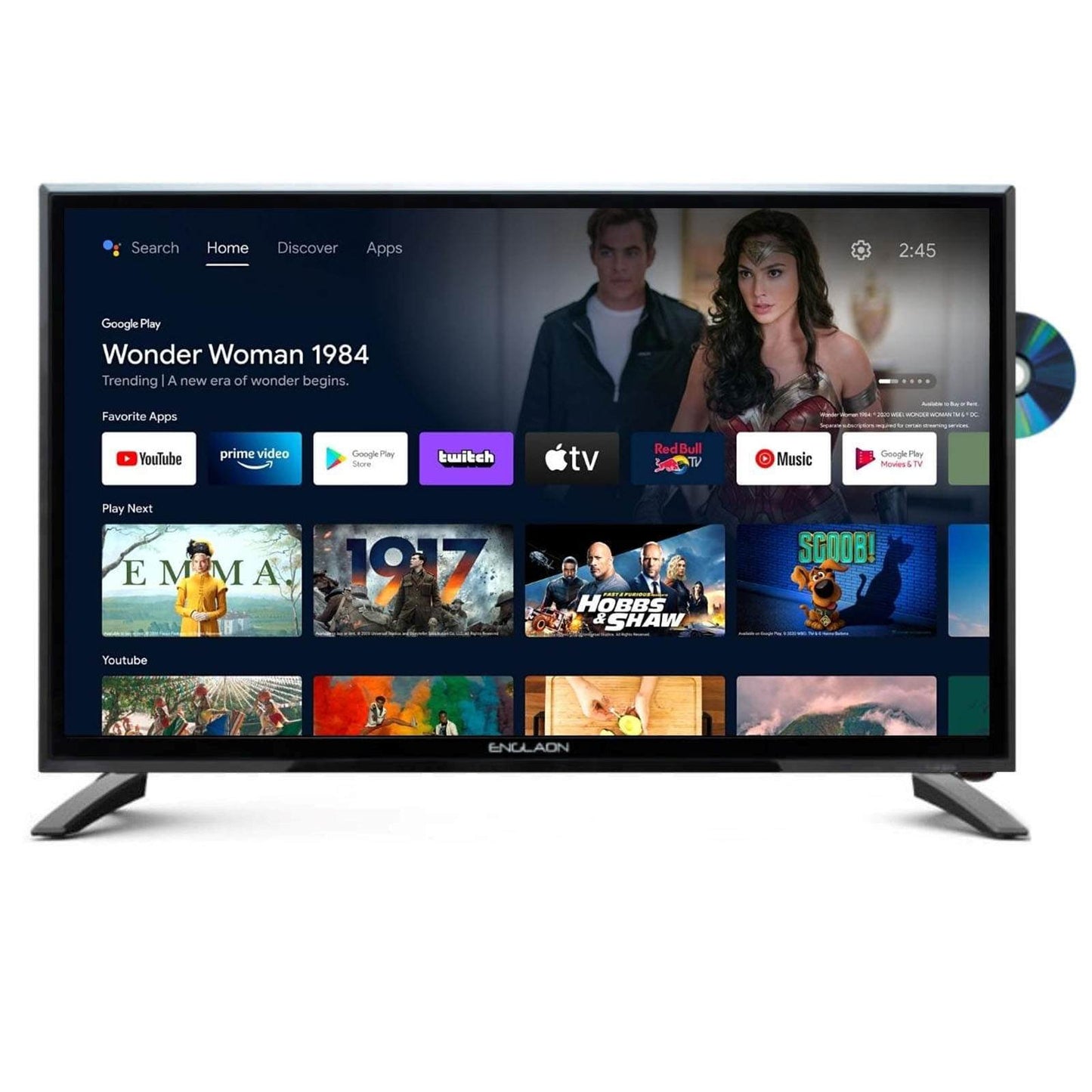 24" 12V FULL HD SMART TV WITH DVD + CHROMECAST + BLUETOOTH + ANDROID 11