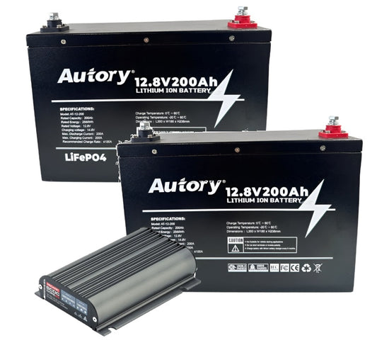 AUTORY 200AH LIFEPO4 BATTERY TWINPACK + REDARC CORE 25A DC-DC