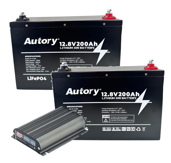 AUTORY 200AH LIFEPO4 BATTERY TWINPACK + REDARC CORE 40A DC-DC