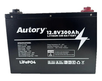 AUTORY 12.8V 300AH LiFePO4 BATTERY (ALL-METAL CASING)