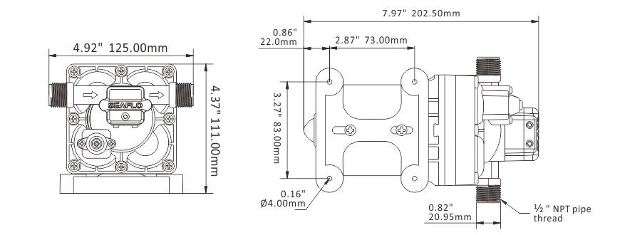 12V SEAFLO 42 SERIES FRESH WATER PUMP (11.3LPM)