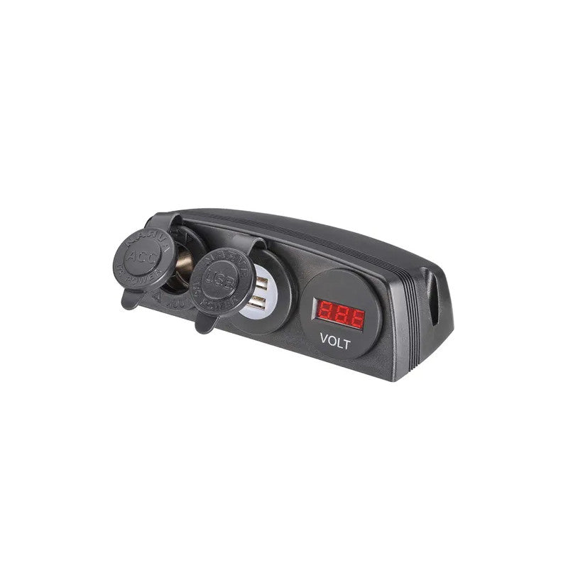12V-24V HD TRIPLE SURFACE MOUNT ACC/USB/VOLT