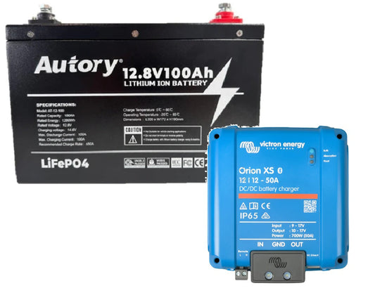 AUTORY 100AH LIFEPO4 BATTERY + VICTRON ORION 50A DC-DC
