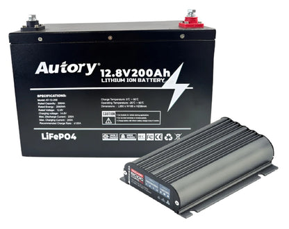 AUTORY 200AH LIFEPO4 BATTERY (ALL-METAL CASING) + BCDCN1225 CHARGER