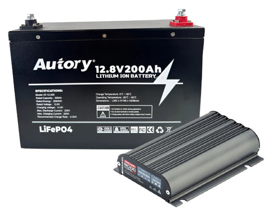 AUTORY 200AH LIFEPO4 BATTERY (ALL-METAL CASING) + BCDCN1225 CHARGER