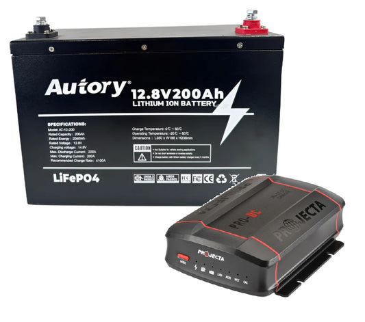 AUTORY 200AH LIFEPO4 BATTERY + PROJECTA PRO CHARGE 25A DC-DC