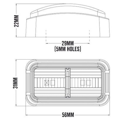 10-30V BR7R Red Clearance Lamp | Rectangle LED Marker