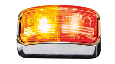 10-30V BR7ARC Red/Amber Chrome Clearance Lamp | Rectangle LED Marker