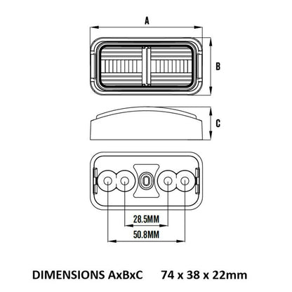 10-30V BR8A Amber Clearance Lamp | Rectangle LED Marker