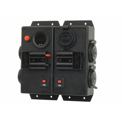12V/24V DOUBLE CONTROL BOX - 2X CIGARETTE 2X ENGEL 1X DUAL USB 2X ANDERSON