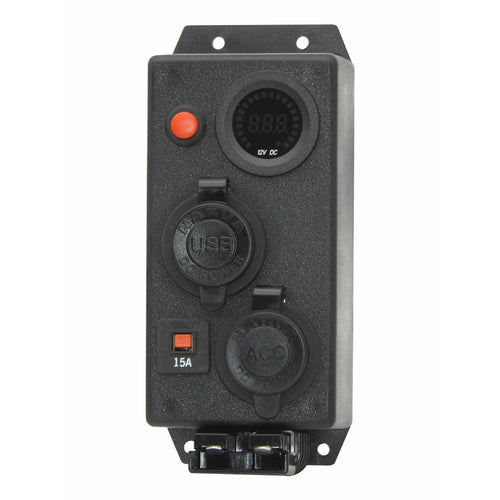 12V/24V VOLT CONTROL BOX - 1X ACCESSORY SOCKET 1X DUAL USB 1X 50A ANDERSON