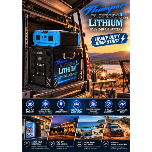 Battery Hub Getaway Thumper Lithium 240AH 2000W Inverter 40A DC ALL-IN-ONE