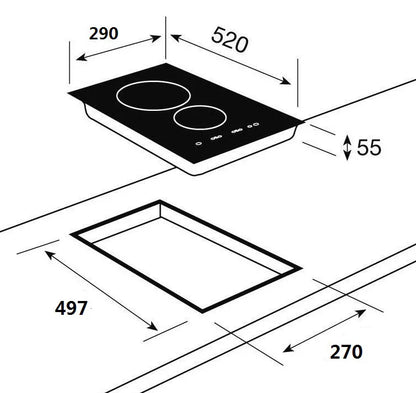 INDUCTION DUAL HOB BUILT-IN 15A PLUG (3000W INVERTER)