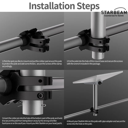 Starlink Mini Pole Clamp with Pole Extension