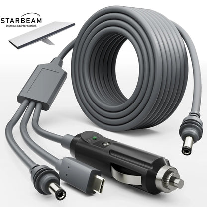 Starlink Mini 3-in-1 Car Charger + DC + USB-C 3m Power Cord