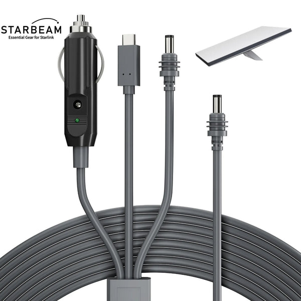 Starlink Mini 3-in-1 Car Charger + DC + USB-C 3m Power Cord