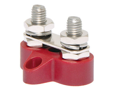DUAL RED M8 POWER DISTRIBUTION POST WITH BRIDGE PLATE