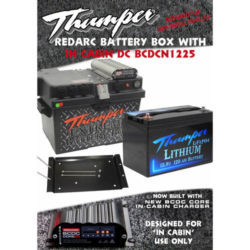 THUMPER REDARC DCDC CORE BATTERY BOX + THUMPER LITHIUM 120AH + TRAY