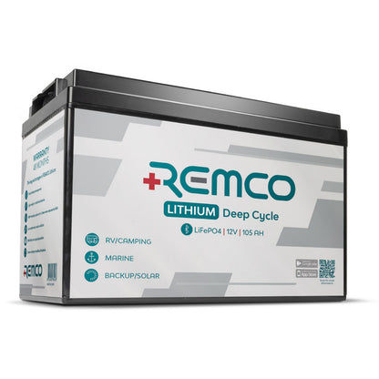REMCO 105AH LIFEPO4 BATTERY + BLUETOOTH + BCDCN1225 CHARGER
