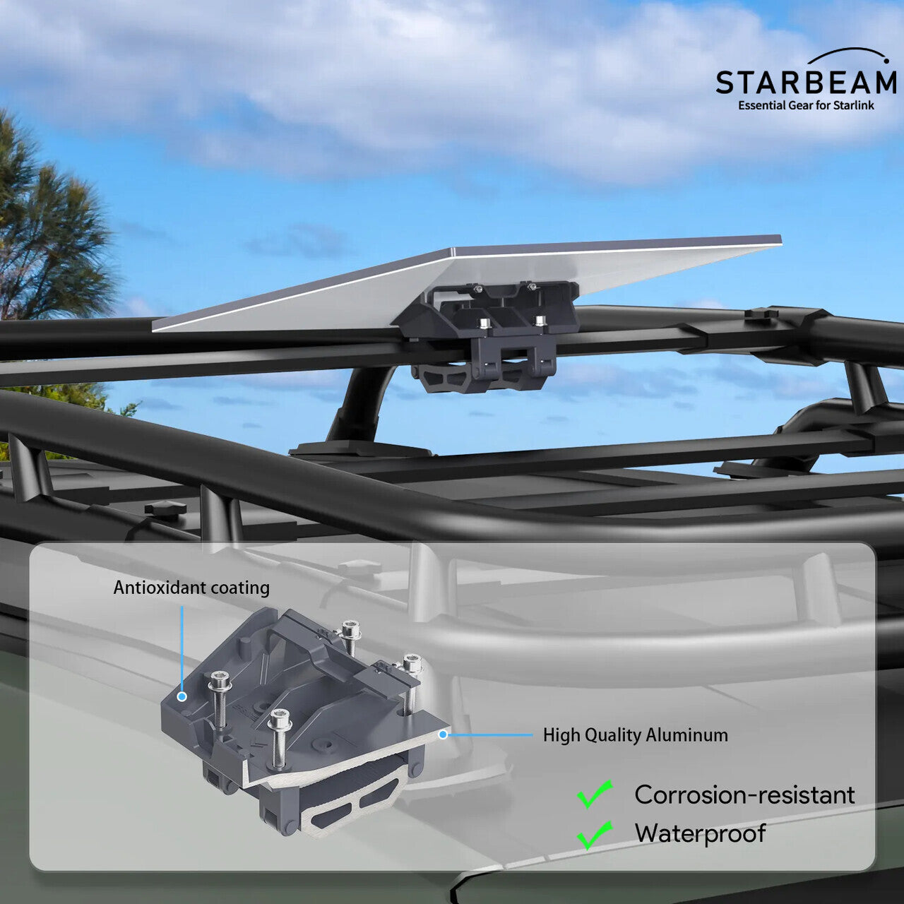 Starlink Gen3 Standard Roof Rack Mount - Aluminium Alloy