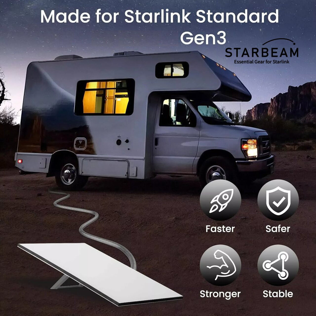 STARLINK GEN3 OUTDOOR ARMOURED STAINLESS STEEL SLEEVE ETHERNET LEAD