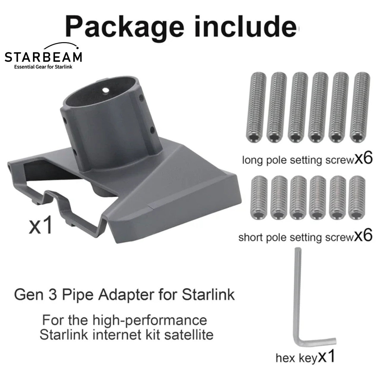 STARLINK GEN 3 STD ALUMINUM POLE ADAPTER 25-48MM